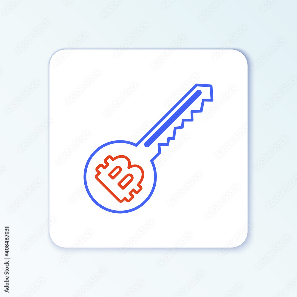 Line Cryptocurrency key icon isolated on white background. Concept of cyber security or private key, digital key with technology interface. Colorful outline concept. Vector. Line Cryptocurrency key icon isolated on white background. Concept of cyber security or private key, digital key with technology interface. Colorful outline concept. Vector.