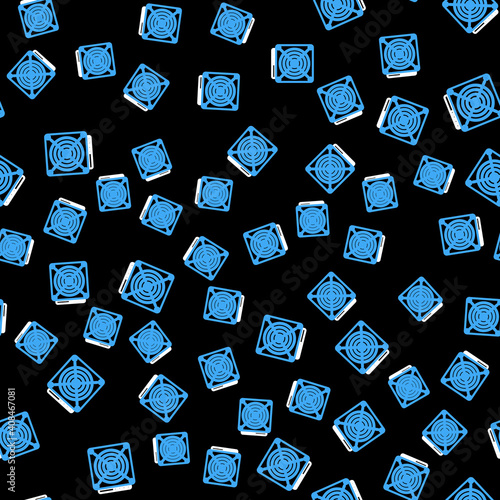 Line ASIC Miner icon isolated seamless pattern on black background. Cryptocurrency mining equipment and hardware. Application specific integrated circuit. Vector.