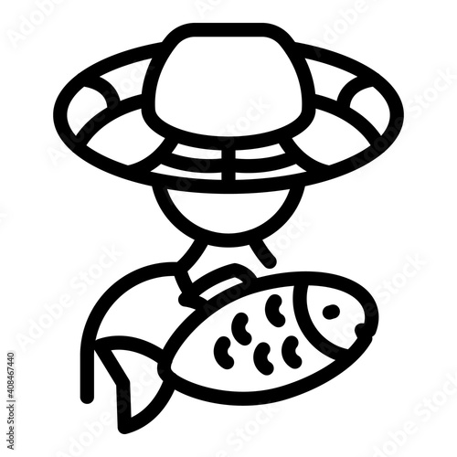 Fish seller icon. Outline fish seller vector icon for web design isolated on white background