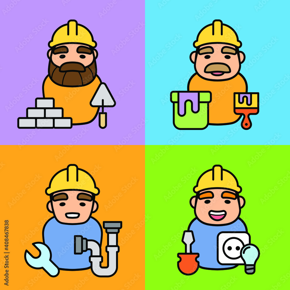 Set of men's professions. Male characters in different roles. Vector illustration Set of men's professions. Male characters in different roles. Vector illustration