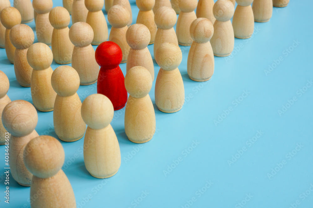 Be different in the crowd. Unique red figure with wooden ones. Be different in the crowd. Unique red figure with wooden ones.
