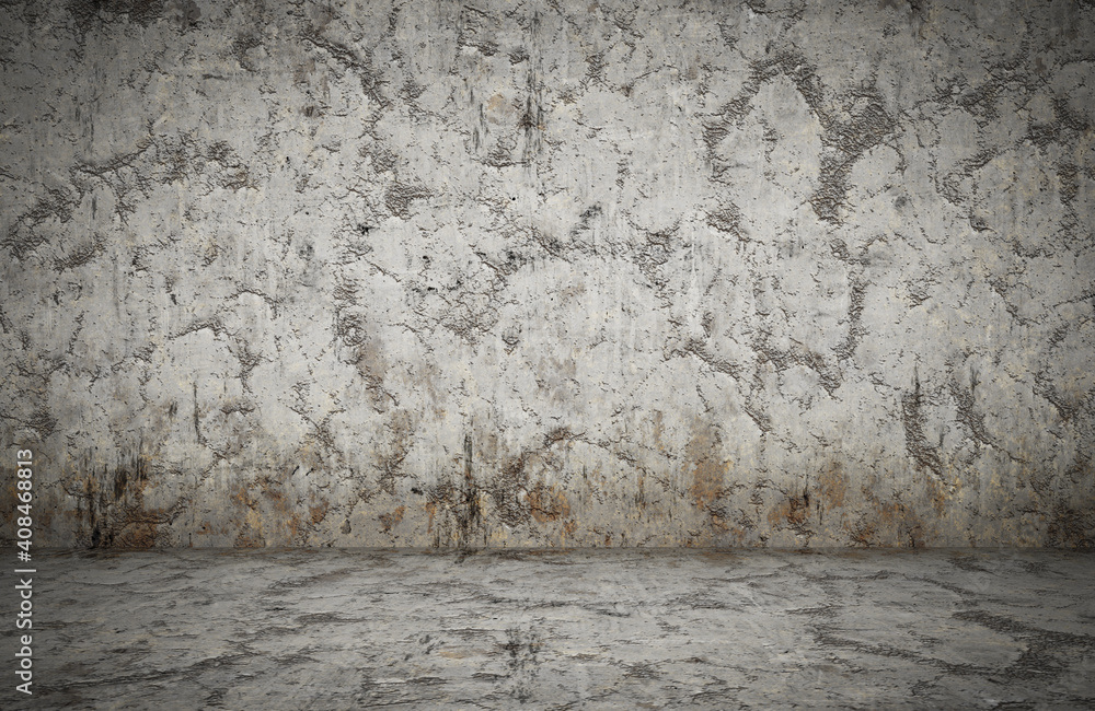 Fototapeta premium empty room, plaster wall, grey background