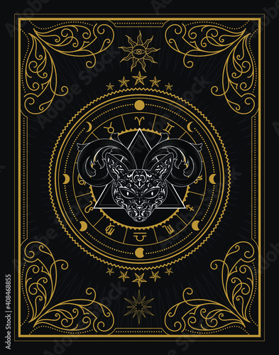 Divine occult occultism vintage label vector