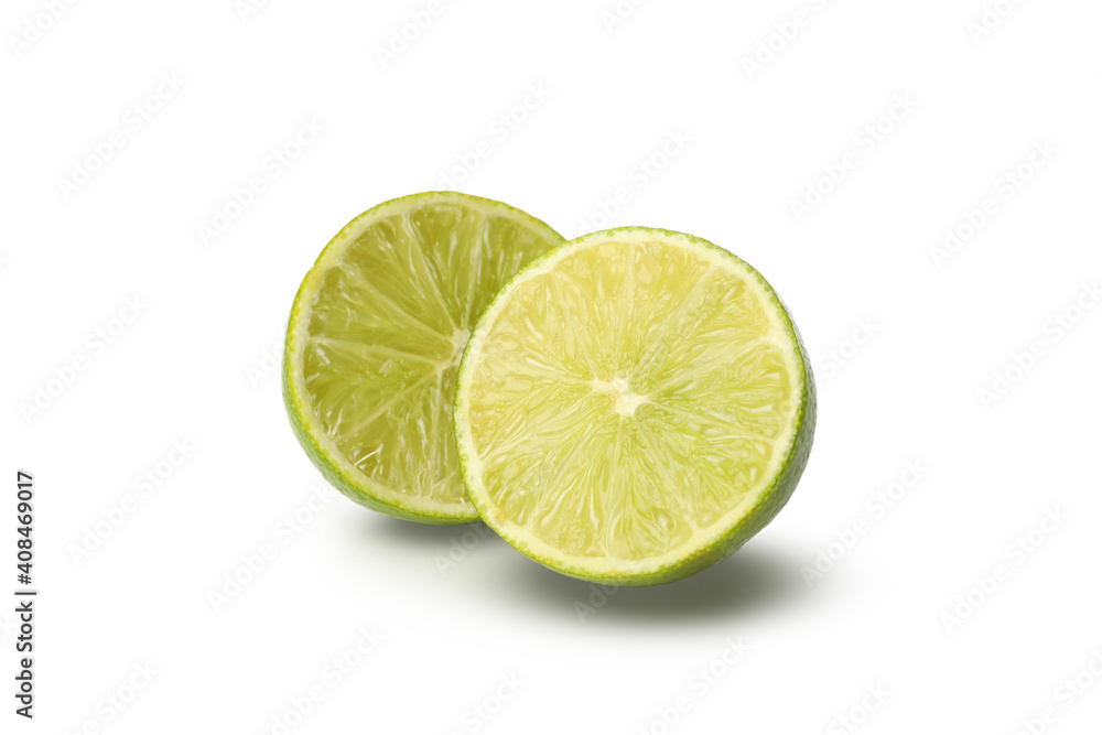 Fresh ripe lime isolated on white background