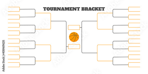 32 team tournament bracket championship template flat style design vector illustration isolated on white background. Championship bracket schedule for basketball game.
