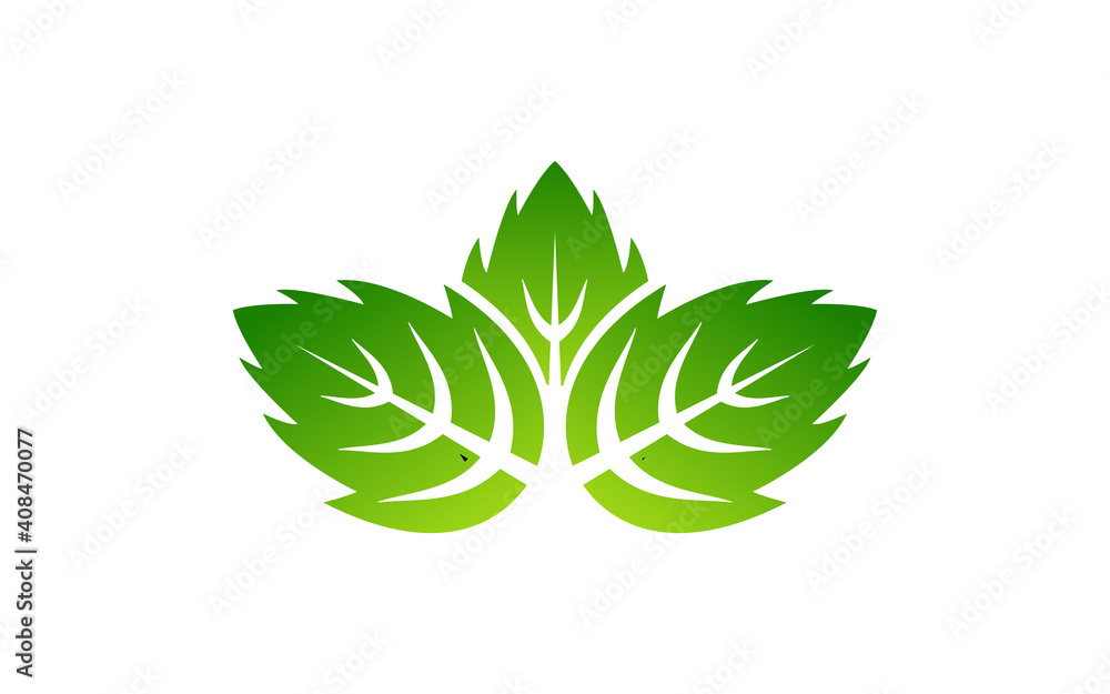 Green Leaf Ecology Nature Icons. Green Color. Leafs Green Color Icon Logo. Leaves on White Background. Ecology. Vector illustration.