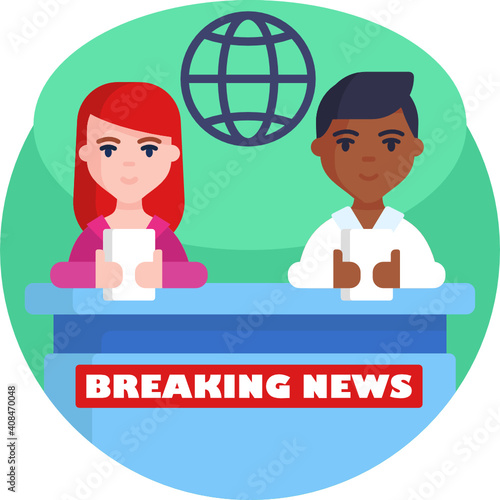 Mass media related icon. News Broadcasting Icon. Breaking News.
