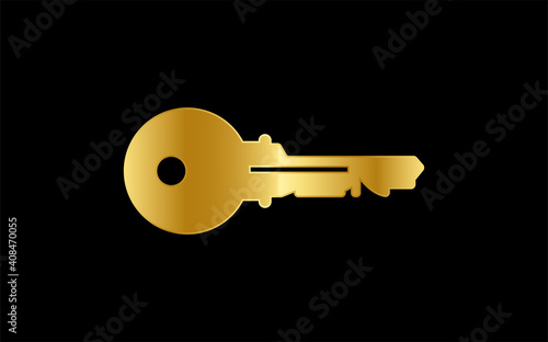 Gold Security System Concept Represented by Key Icon. Isolated and Flat Illustration © zika_studio