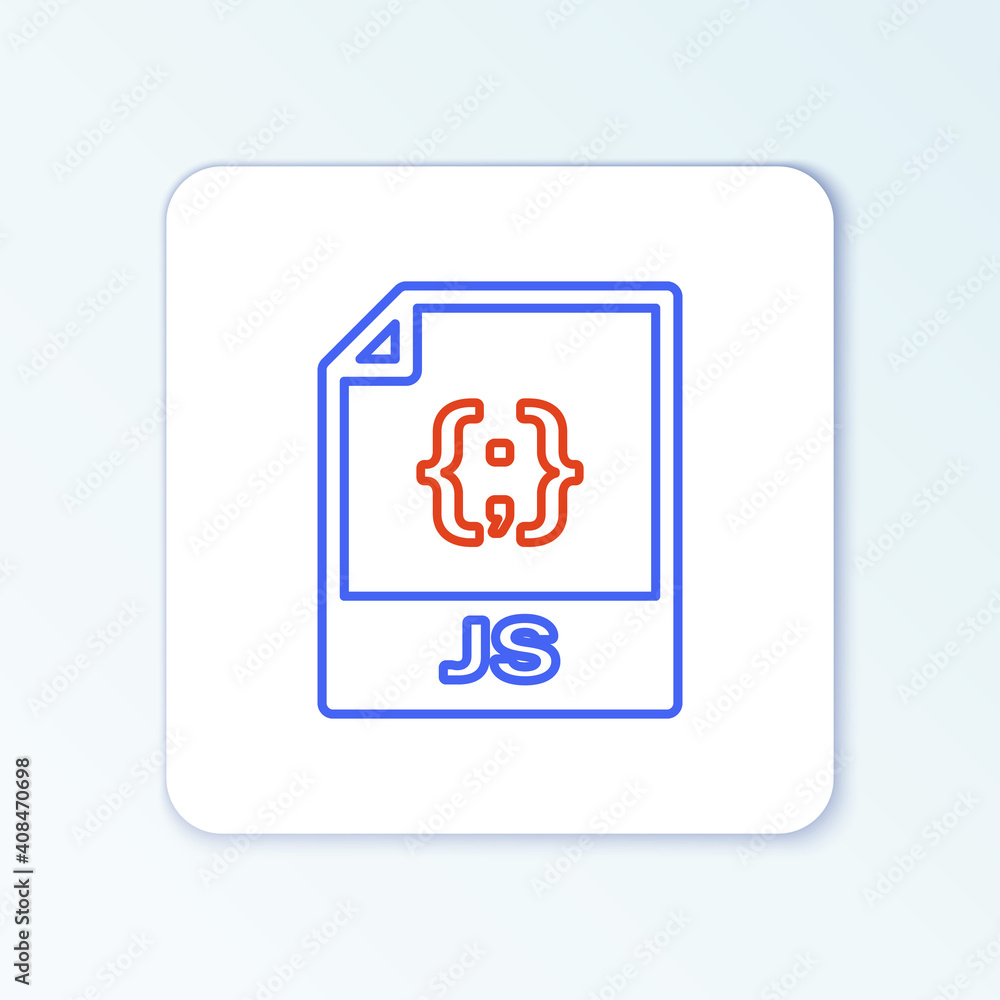Line JS file document. Download js button icon isolated on white background. JS file symbol. Colorful outline concept. Vector. Line JS file document. Download js button icon isolated on white background. JS file symbol. Colorful outline concept. Vector.