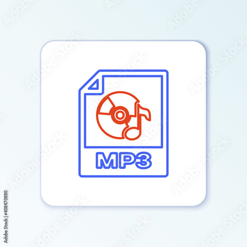 Line MP3 file document. Download mp3 button icon isolated on white background. Mp3 music format sign. MP3 file symbol. Colorful outline concept. Vector.