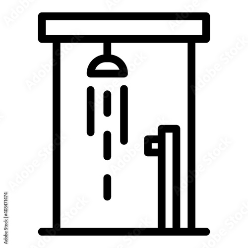 Hotel shower stall icon. Outline hotel shower stall vector icon for web design isolated on white background