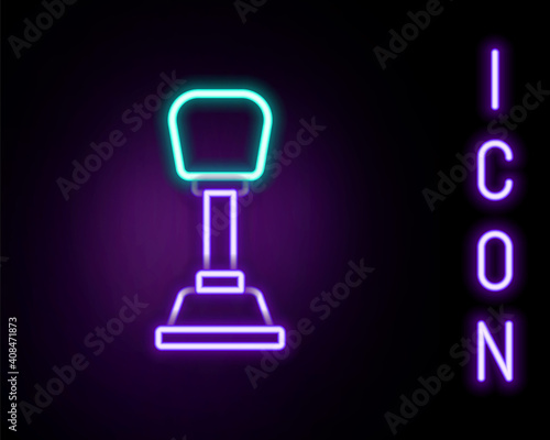 Glowing neon line Gear shifter icon isolated on black background. Manual transmission icon. Colorful outline concept. Vector.
