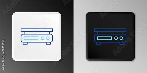 Free Download Line Electronic scales icon isolated on grey background. Weight measure equipment. Colorful outline concept. Vector. - GFXLoad