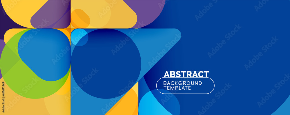Flat geometric round shapes and dynamic lines, abstract background. Vector illustration for placards, brochures, posters and banners Flat geometric round shapes and dynamic lines, abstract background. Vector illustration for placards, brochures, posters and banners