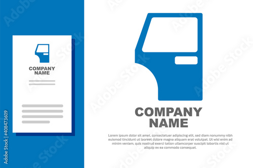 Blue Car door icon isolated on white background. Logo design template element. Vector.