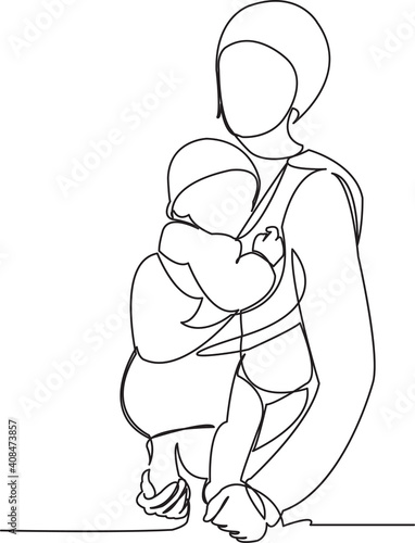 baby with mom in kangaroo bags © nasharaga