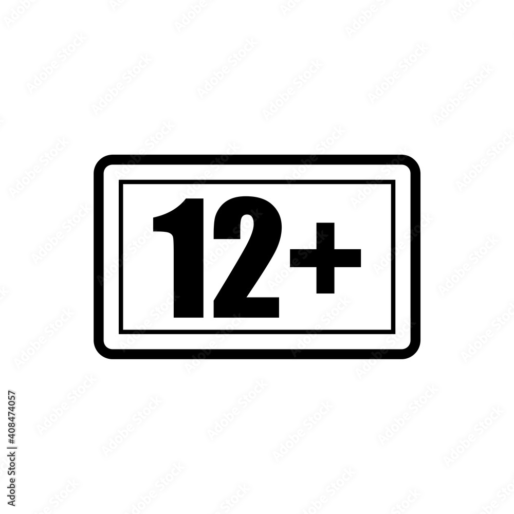 12 age limit concept. Adults content icon isolated on white background 12 age limit concept. Adults content icon isolated on white background
