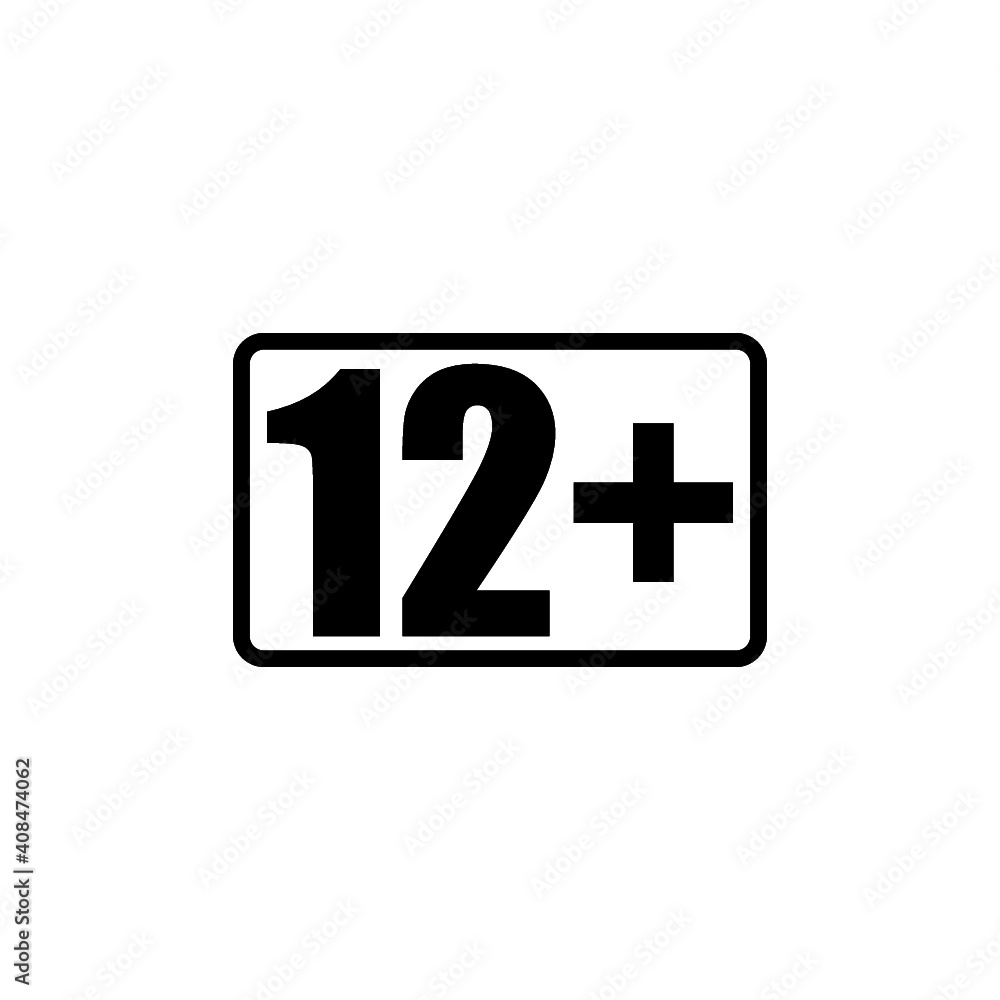 12 age limit concept. Adults content icon isolated on white background 12 age limit concept. Adults content icon isolated on white background