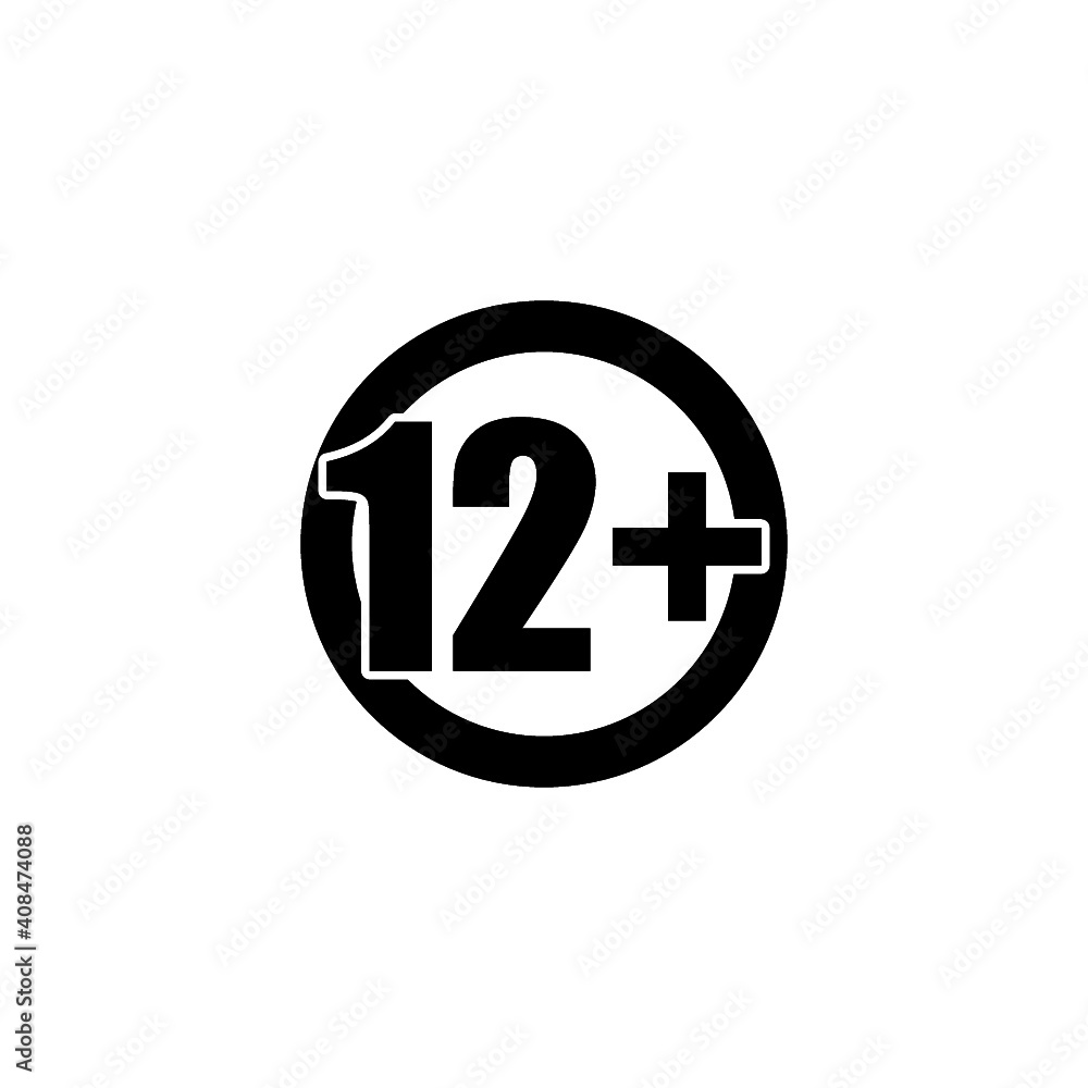 12 age limit concept. Adults content icon isolated on white background 12 age limit concept. Adults content icon isolated on white background