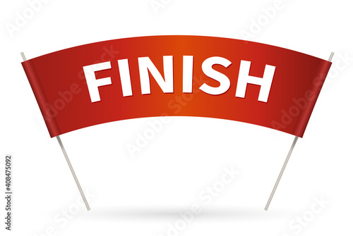 Flag finish for the race. streamers of Finish in flat style. Red colors of Finish line. vector illustration isolated on white.