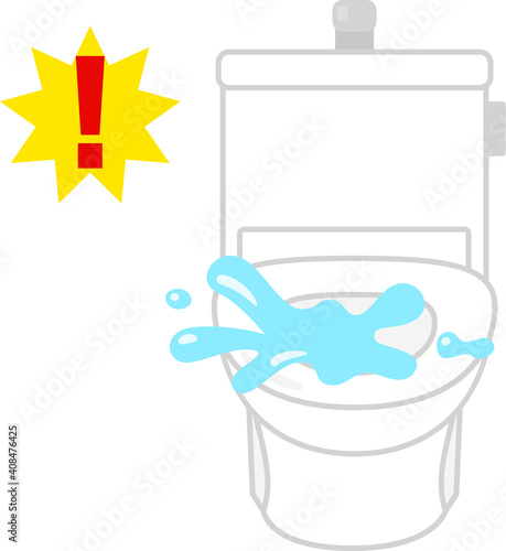 水が溢れ出している便器、トイレの排水トラブル