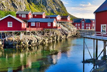 Papier peint photo Lofoten Rorbuer du village de Å, Lofoten  © Tim