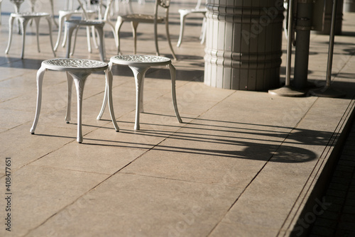 Chairs, tables, and silhouette sunny days