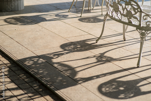 Chairs, tables, and silhouette sunny days