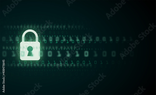 Digital lock guard sign binary code number cyber data background vector illustration eps10