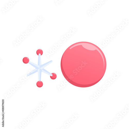 Knucklebones vector design with a modern look and red ball on white background photo