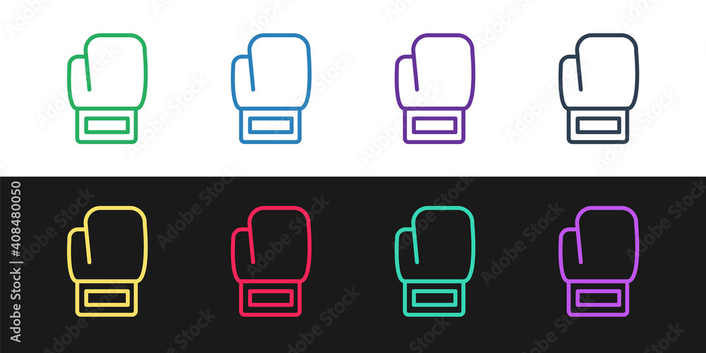 Set line Boxing glove icon isolated on black and white background. Vector. Set line Boxing glove icon isolated on black and white background. Vector.