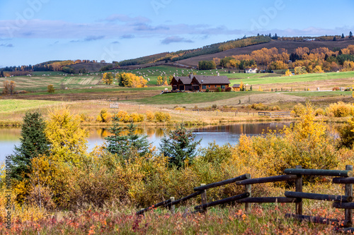 Autumn in Kananaskis, Alberta,  farmland. 