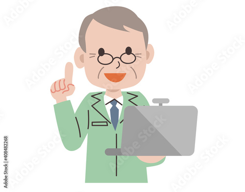 作業着　男性　パソコン