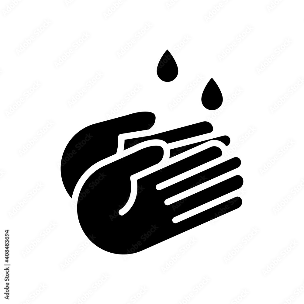 Fototapeta premium Hand icon with water drop. Washing hands symbol. simple design editable. Design template vector