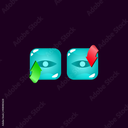 set of game ui jelly magic power up with eye icon for gui asset elements vector illustration