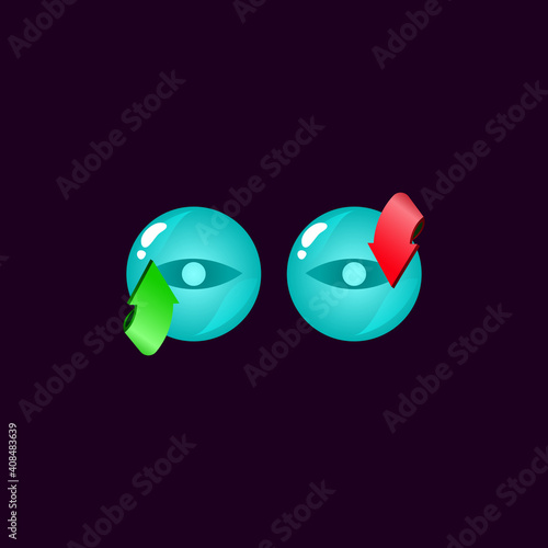 set of game ui rounded jelly magic power up with eye icon for gui asset elements vector illustration