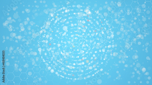Blue medical background with honeycomb structure and lights, vector