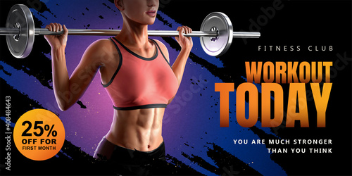 3d female barbell fitness ad