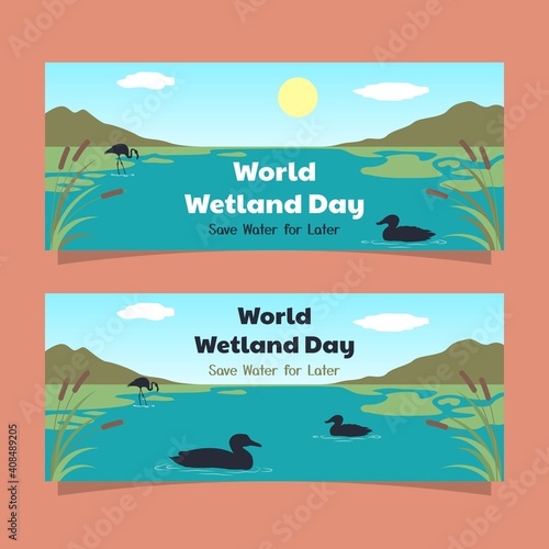 World Wetland Day awareness design in wetland biodiversity. ready to use, for banner, website, printing promotion