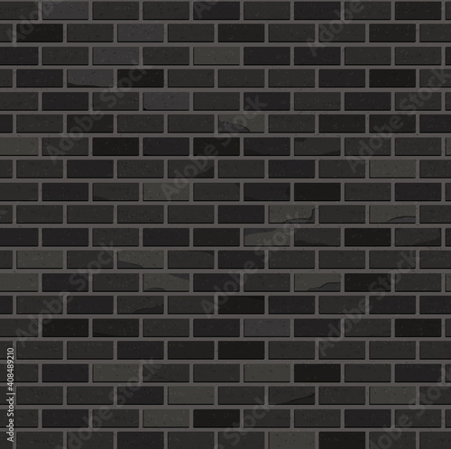 Seamless pattern. Black brick wall. Vector design.