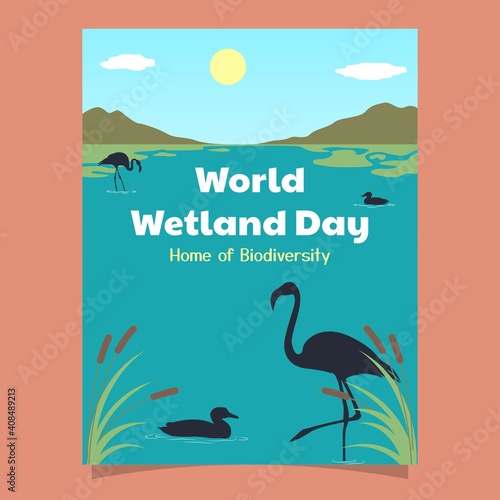 World Wetland Day awareness design in wetland biodiversity. ready to use, for banner, website, printing promotion