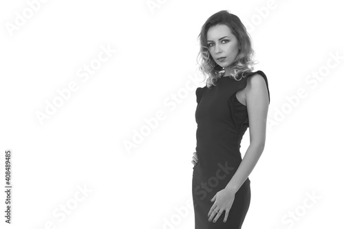 young fashion woman in a black dress