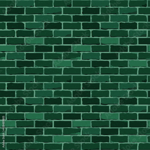 Seamless pattern. Green brick wall. Vector design.