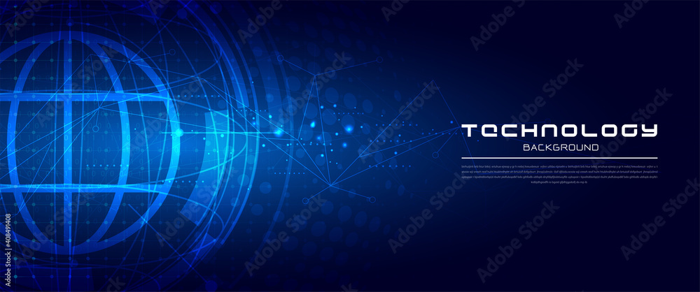 Fototapeta premium Abstract technology with global world network and telecommunication on earth digital data visualization. vector illustration design.