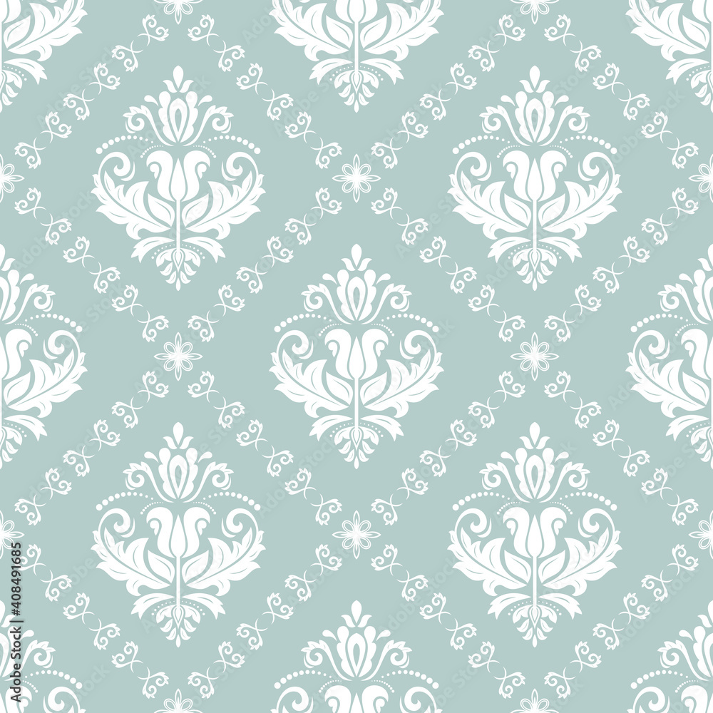Orient classic pattern. Seamless abstract background with vintage elements. Orient light blue and white background. Ornament for wallpaper and packaging