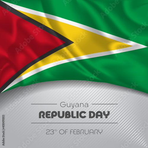 Guyana happy republic day greeting card, banner vector illustration