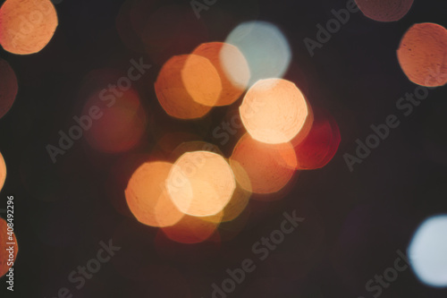 Blurry orange and blue lights