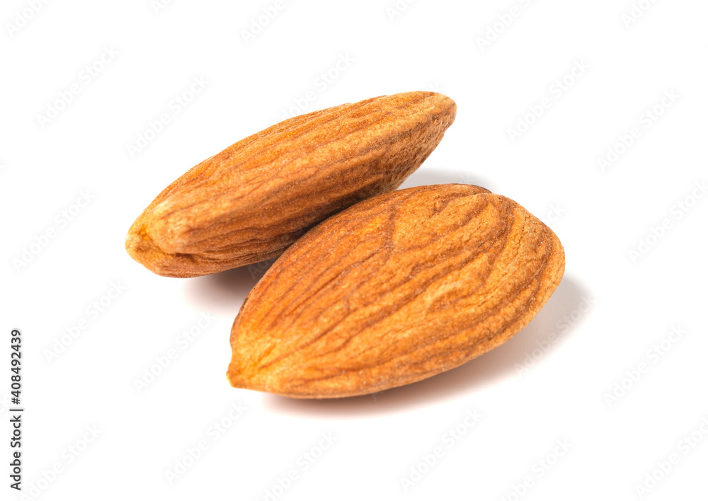Almond isolated. Almonds on white background. Almond isolated. Almonds on white background.