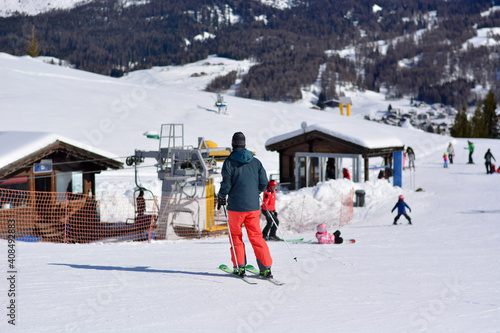 a beautiful day skiing on the slopes