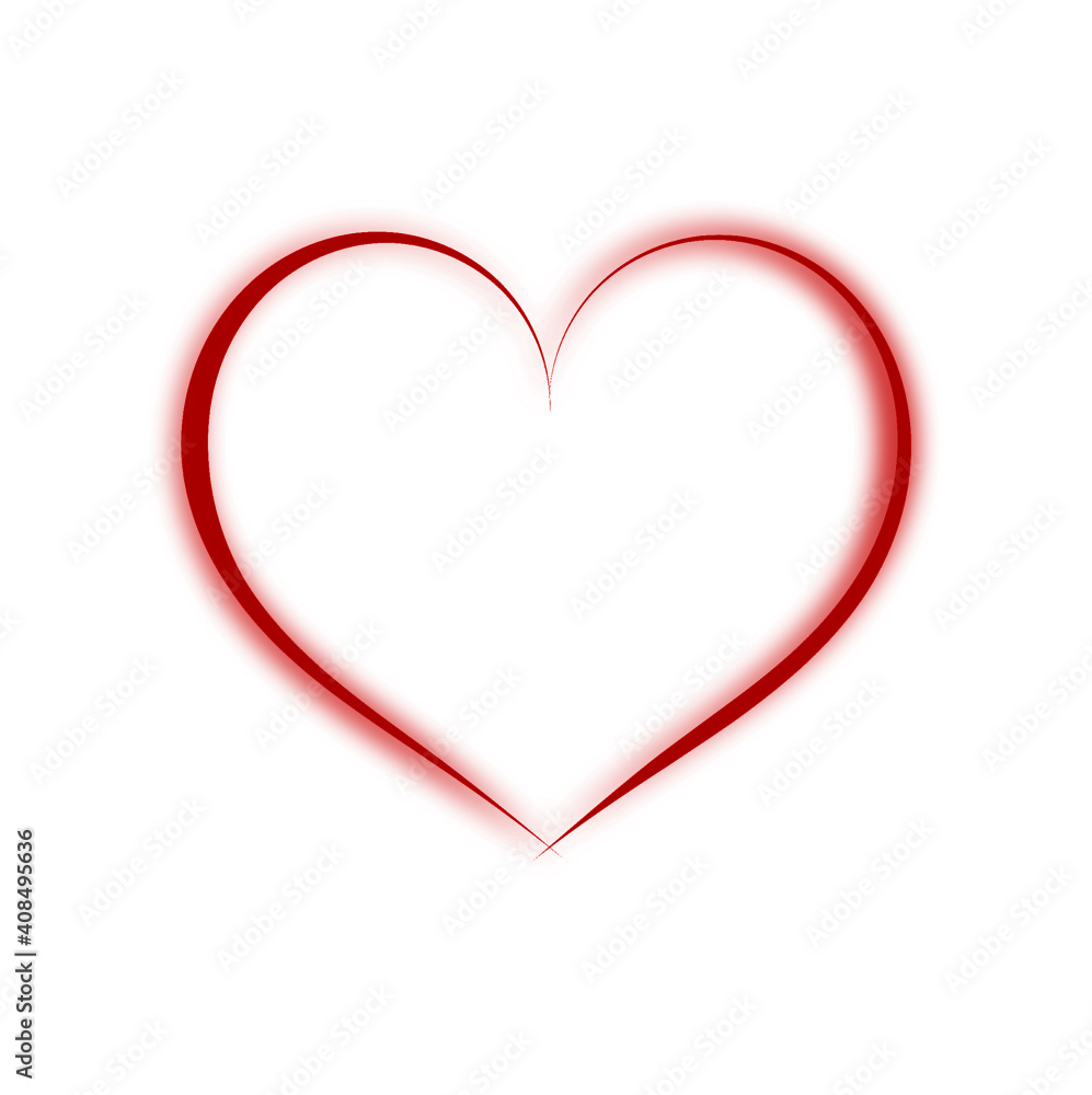 Abstract heart shape outline vector in red. Love concept. 